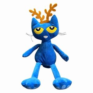 Kohls Cares Pete the Cat 17" Plush Toy Christmas Reindeer Antlers Stuffed